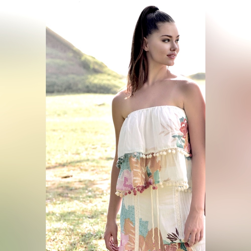 Strapless Floral Boho Top